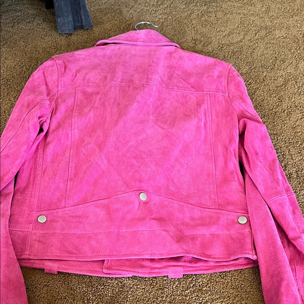 Bagatelle Hot Pink Leather Jacket with Silver Accents - Picture 4 of 4